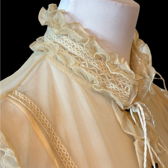 Badgley Mischka Cream Sheer Ruffle Top - Picture 6 of 9